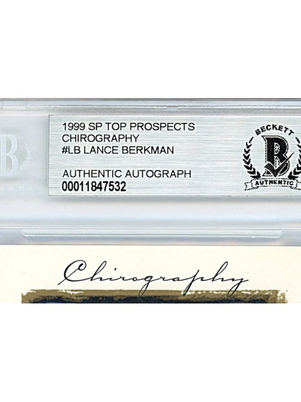 Lance Berkman Signed 1999 SP Top Prospect Chirography Card Beckett BAS Autograph
